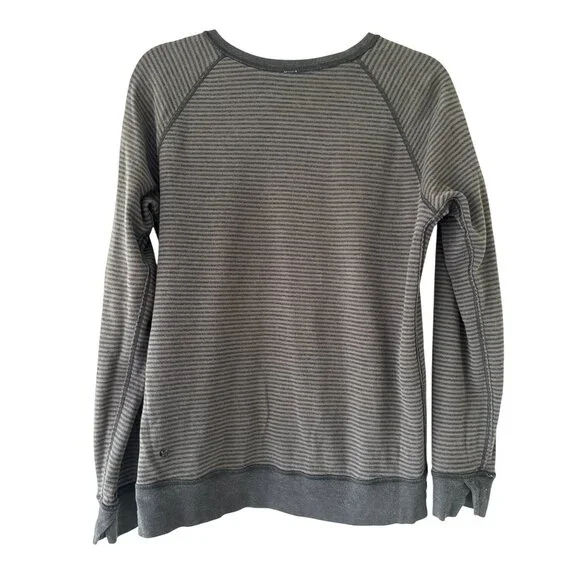 Lululemon Gray Striped Crewneck Reversible Sweatshirt Womens 4 - Picture 2 of 10